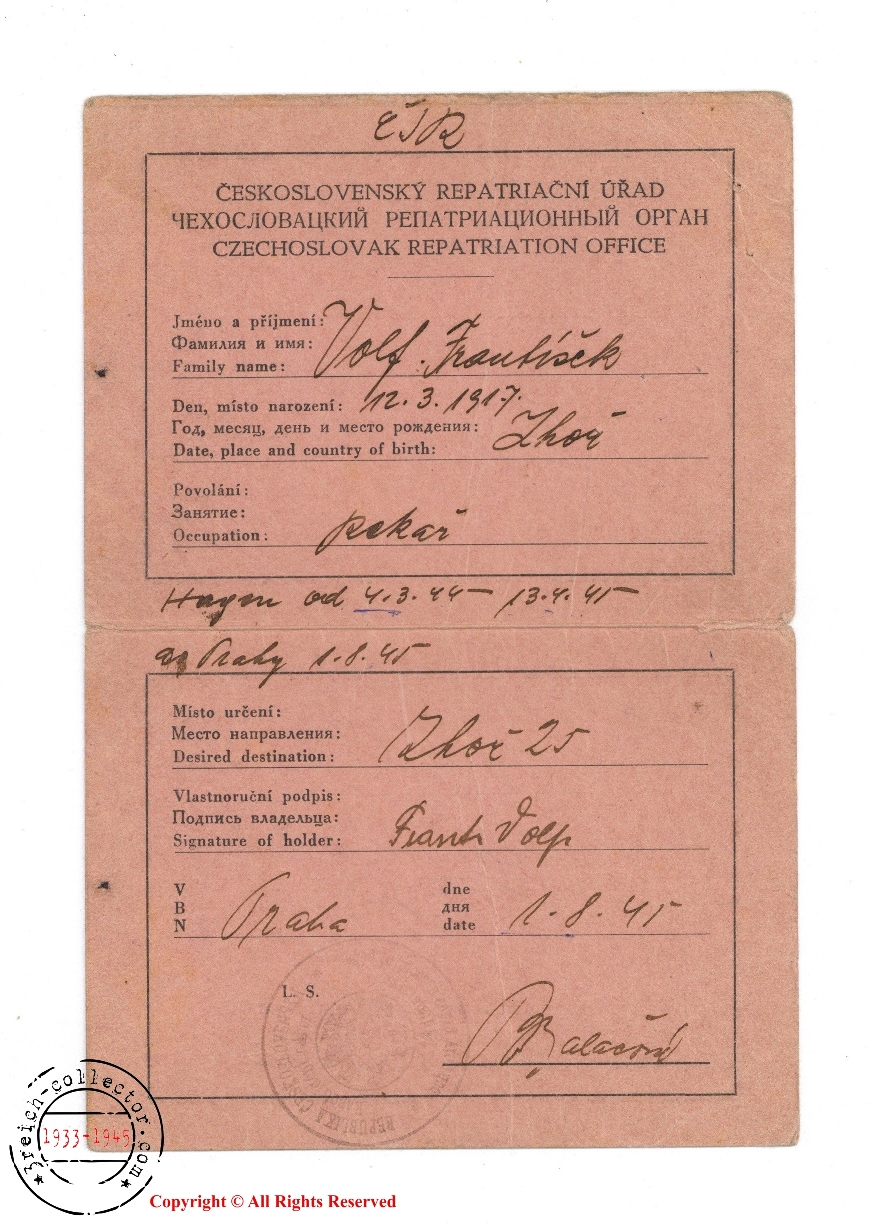 WW2 Concentration camp KL original items - Post-war Registration ...