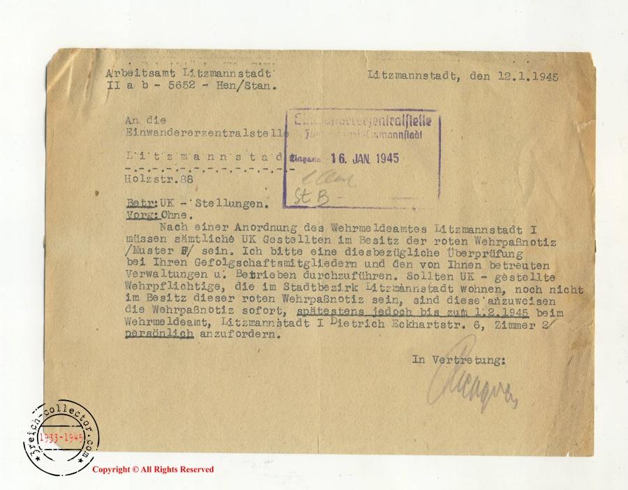 WW2 Concentration camp KL original items - Set of 3 documents / letters ...